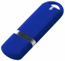 Флешка Memo, 16 Гб, синяя, 6,7х2х0,7 см, пластик; покрытие софт-тач