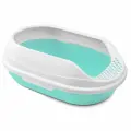 Triol Hygiene туалет для кошек овальный с бортом Ирис 43 х 30 х 15 см. Бирюзовый