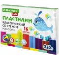 Пластилин классический BRAUBERG KIDS, 16 цветов, 320 г, со стеком, комплект из 10 шт, 106508