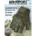 Перчатки тактические мужские без пальцев Armsport, короткие мотоперчатки с защитными вставками, зеленые M