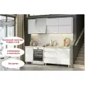 Готовый кухонный гарнитур Токио (1.6 м.). Цвет-Белый текстурный/ Сонома