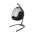 Подвесное кресло капля складная, с ротангом чёрное, коричневая подушка