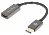 Кабель переходник Telecom DP --> HDMI-F 0.2m , серый металлик, оплетка, 4K@60Hz, (TA560)