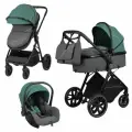 Коляска трансформер для новорожденных 3 в 1 Jovola Folk универсальная, всесезонная, зеленый