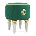 Пуфик Византия Круглый на Высоких ножках Велюр зеленый / ножки - слоновая кость Djivani