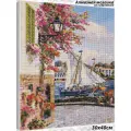 Алмазная мозаика Белоснежка Испания. Каталония / Набор алмазной мозаики 30х40 см / На подрамнике / Полная выкладка / Лодка / Цветы