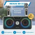 Караоке система REXUS SD-317 Grey, с двумя радиомикрофонами, LED подсветка, Bluetooth, AUX