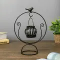 Подсвечник металл на 1 свечу Круглая качель чёрный 26х17,5х10,5 см