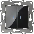 Выключатель двухклавишный с подсветкой ЭРА 12 10AX 250V 12-1105-06 Б0014662