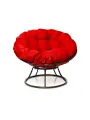 Кресло Папасан без ротанга коричневое / красная подушка M-Group