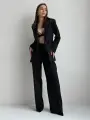 Костюм классический MATRESHKA_LOVE Комплект классический женский, брюки палаццо, деловой офисный стиль, пиджак удлиненный, оверсайз, размер 50, черный