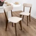 Стулья для кухни SANYAK комплект 2 шт мягкие со спинкой для обеденной зоны, велюр, Бежевый