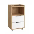 Тумба мобильная Compass, К-30, 40.4х72х35, с двумя ящиками, дуб крафт золотой/меренга