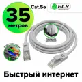 Патч-корд UTP cat.5e 1 Гбит/с RJ45 LAN CCA компьютерный кабель для интернета контакты 24K GOLD (GCR-LNC500) серый 35.0м