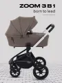 Коляска для новорожденных 3 в 1 MOWBaby ZOOM Next RA087 Silver Cacao Brown