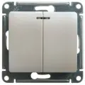 Выключатель 2-клавишный с подсветкой Schneider Electric Glossa, сх.5а, 10АХ, Перламутр(комплект из 10 шт)