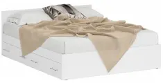 Кровать белая с ящиками Стандарт 1600, цвет белый, ШхГхВ 163,5х203,5х70 см, сп. м. 1600х2000 мм, без матраса, основание есть