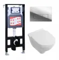 Комплект 3 в 1 инсталляция ESBANO FRAM + Унитаз подвесной Villeroy & Boch O Novo Directflush + кнопка хром глянцевая