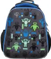 Ранец №1School Basic Robot паттерн черный, 2 отд, эргоном. спинка