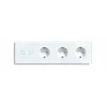 Сенсорный выключатель с розеткой 2кл. 3 розетки, 4 поста (2G+3EU) стекло299х86мм цвет белый