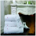 Love хлопковое полотенце Soft Cotton (белый-сиреневый), Полотенце 50x100