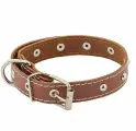 HOMEPET Ошейник для собак кожаный, с украшениями, простроченный, коричневый 41 - 53 см, 30 мм