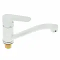 Смеситель для кухни A4266G, однорычажный, средний излив, с гайкой, силумин, белый