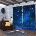 Шторы для спальни гостиной детской комнаты. Габардин на ленте 150х180см, 2 шт. Комплект Ночное Небо звезды фотошторы