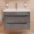 Тумба под раковину без столешницы Emmy Стоун 80 подвесная, серый бетон