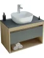 Тумба с раковиной Teymi Ritta 65 дуб эврика, матовый графит, раковина Solli 40
