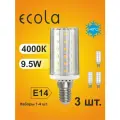 3 шт. Лампа Экола кукуруза E14, Ecola LED светодиодная 9,5W 4000K естественно-белый свет, 220V