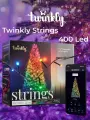 Электрогирлянда Twinkly Strings, 400 диодов RGB, длина 32 метра, разноцветная, черный провод, адресные диоды