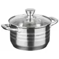 Кастрюля нержавеющая сталь, 5.5 л, с крышкой, крышка стекло, Катунь, Элис, КТ16-D-24, индукция