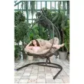 Подвесное кресло KALYMERA Гермес, садовое кресло ротанг, до 150кг, 200х80х126см, бежевая подушка