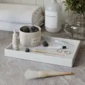 Декоративный поднос для ванной, органайзер для косметики Emily XL, 30x20 см, бетон, белый глянцевый