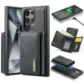 DG.MING Роскошный кожаный чехол для Samsung Galaxy S25Ultra/Самсунг Галакси С25 Ультра магнитный держатель для карт, кожаный чехол-кошелек 2 в 1, съемный / беспроводная зарядка / блокировка RFID