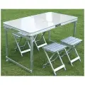 Стол туристический усиленный с алюминиевыми стульями в комплекте. Стол складной на пикник, на природу, на рыбалку