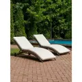 Шезлонг из искусственного ротанга Royal Family AGATA коричневый с матрасом 2шт.