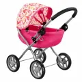 Коляска для кукол Pituso Розовые Сердечки, для кукол, для 3-6 лет, 4 колеса, кроватка, капюшон