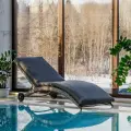 Плетеный шезлонг из ротанга Royal Family AGATA серый с матрасом