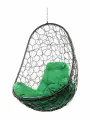 Подвесное кресло овал (без стойки), с ротангом коричневое, зеленая подушка