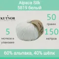 Пряжа Kutnor Alpaca Silk 5819 белый (50г/150м, упаковка 5 мотков)