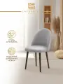 Стул для кухни Lite L02, велюр с эффектом букле светло-серый, опора венге