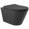 Унитаз подвесной Aqueduto Cone CON0140 безободковый, с сиденьем микролифт, черный матовый