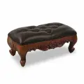 Пуф приставной для ног с кожаной обивкой DOMKORLEONE, красное дерево (mahogany wood), цвет орех HP (коричневый)
