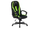Кресло игровое Zombie 9 черный/салатовый ткань/эко. кожа крестов. пластик