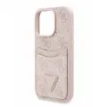 Guess для iPhone 16 Pro Max чехол PU 4G Double cardslot Triangle metal logo Hard Pink