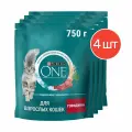 Сухой корм Purina ONE для взрослых кошек с говядиной 750г 4 шт