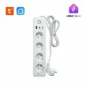 Умный сетевой фильтр Wi-Fi, удлинитель на 4 розетки + 1 USB + 2 Type C, с заземлением, белый
