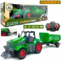Трактор с прицепом на пульте управления, игрушка для мальчика, 1:24, движется во всех направлениях, фары светятся, радиоуправляемый, подсветка салона, 41х11х9 см
